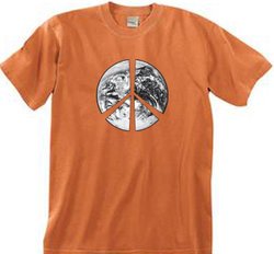 Peace Shirt Peace Earth Satellite Image Pigment Dyed Tee Burnt Orange