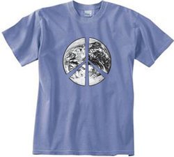 Peace Shirt Peace Earth Satellite Image Pigment Dyed Tee Night Blue