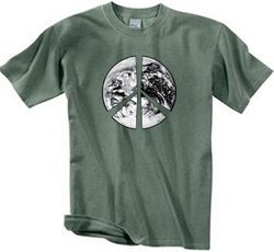 Peace Shirt Peace Earth Satellite Image Pigment Dyed Tee Olive