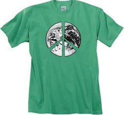 Peace Shirt Peace Earth Satellite Image Pigment Dyed Tee Piper Green