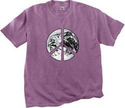 Peace Shirt Peace Earth Satellite Image Pigment Dyed Tee Plum