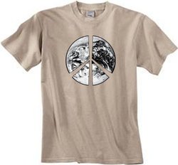 Peace Shirt Peace Earth Satellite Image Pigment Dyed Tee Sandstone