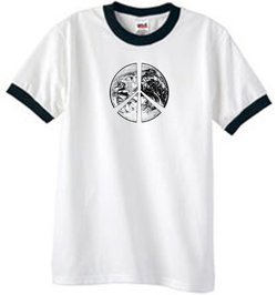 Peace Shirt Peace Earth Satellite Image Ringer Shirt White/Black