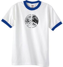 Peace Shirt Peace Earth Satellite Image Ringer Shirt White/Royal