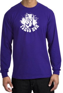 Peace Shirt Peace Now Retro Long Sleeve Tee Purple