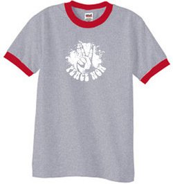 Peace Shirt Peace Now Retro Ringer Shirt Heather Grey/Red