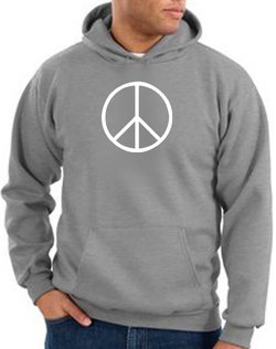 Peace Sign Hoodie Basic Peace White Print Hoodie Athletic Heather