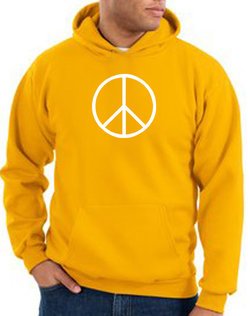 Peace Sign Hoodie Basic Peace White Print Hoodie Gold