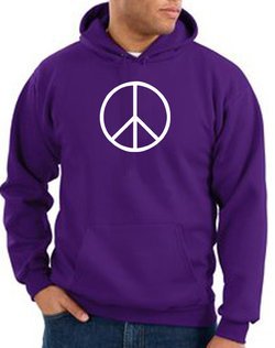 Peace Sign Hoodie Basic Peace White Print Hoodie Purple