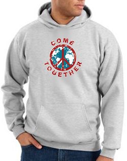Peace Sign Hoodie Come Together Hoody Ash