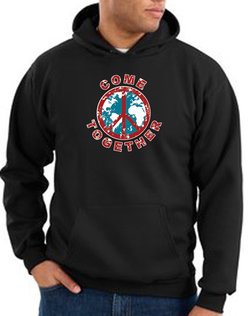 Peace Sign Hoodie Come Together Hoody Black