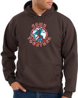 Peace Sign Hoodie Come Together Hoody Brown