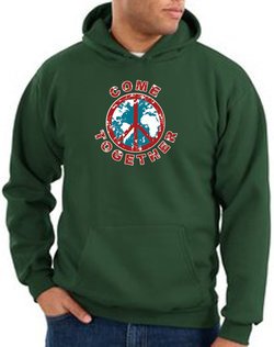 Peace Sign Hoodie Come Together Hoody Dark Green