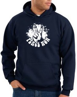 Peace Sign Hoodie Come Together Hoody Navy