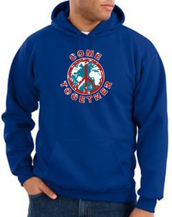 Peace Sign Hoodie Come Together Hoody Royal