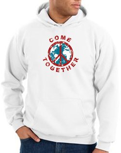 Peace Sign Hoodie Come Together Hoody White