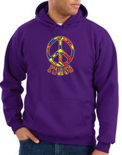 Peace Sign Hoodie Funky 70s Peace Hoody Purple