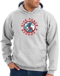 Peace Sign Hoodie Give Peace A Chance Hoody Ash