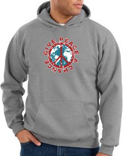 Peace Sign Hoodie Give Peace A Chance Hoody Athletic Heather