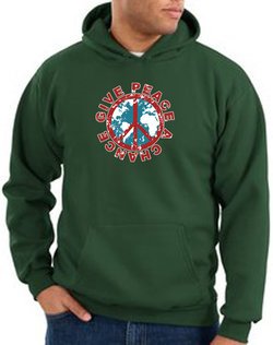 Peace Sign Hoodie Give Peace A Chance Hoody Dark Green