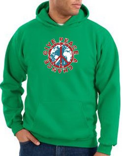 Peace Sign Hoodie Give Peace A Chance Hoody Kelly Green