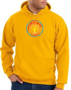 Peace Sign Hoodie Psychedelic Peace Hoody Gold