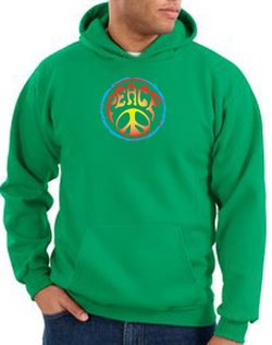 Peace Sign Hoodie Psychedelic Peace Hoody Kelly Green