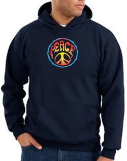 Peace Sign Hoodie Psychedelic Peace Hoody Navy
