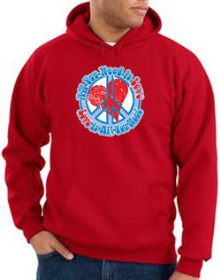 Peace Sign Hoodie Sweatshirt - All You Need Is Love Adult Hoody - Red