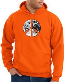 Peace Sign Hoodie Sweatshirt Earth Satellite Image Symbol Orange Hoody