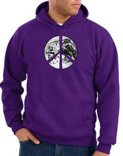 Peace Sign Hoodie Sweatshirt Earth Satellite Image Symbol Purple Hoody