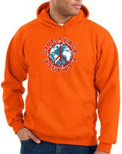 Peace Sign Hoodie Sweatshirt Give Peace A Chance Adult Hoody Orange