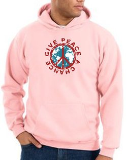 Peace Sign Hoodie Sweatshirt - Give Peace A Chance Adult Hoody - Pink