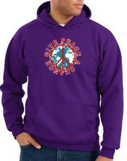 Peace Sign Hoodie Sweatshirt Give Peace A Chance Adult Hoody Purple