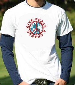 Peace Sign Long Sleeve Shirt-in-Shirt Give Peace a Chance Shirt