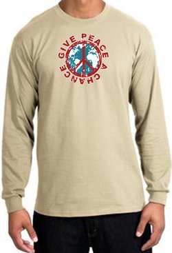 Peace Sign Long Sleeve T-shirt - Give Peace A Chance World Sand Shirt