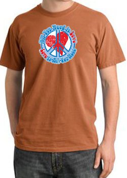 Peace Sign Pigment Dyed T-shirt - All You Need Is Love - Burnt Orange