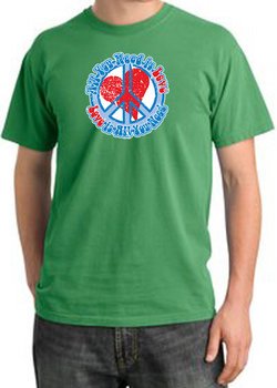 Peace Sign Pigment Dyed T-shirt - All You Need Is Love - Piper Green