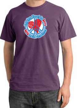 Peace Sign Pigment Dyed T-shirt - All You Need Is Love - Plum
