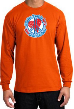 Peace Sign Shirt All You Need Is Love Long Sleeve Tee Orange