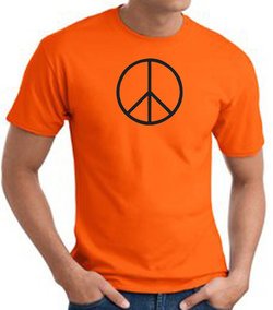 Peace Sign Shirt Basic Peace Black Print Tee Orange