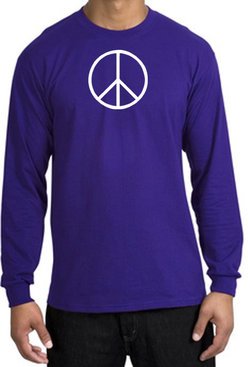 Peace Sign Shirt Basic Peace White Print Long Sleeve Shirt Purple