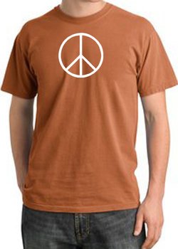 Peace Sign Shirt Basic Peace White Print Pigment Dyed Tee Burnt Orange