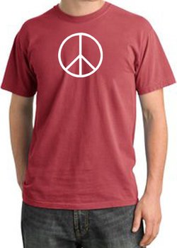Peace Sign Shirt Basic Peace White Print Pigment Dyed Tee Dashing Red