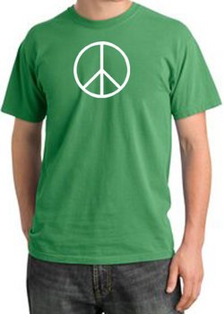 Peace Sign Shirt Basic Peace White Print Pigment Dyed Tee Piper Green