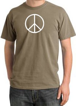 Peace Sign Shirt Basic Peace White Print Pigment Dyed Tee Sandstone