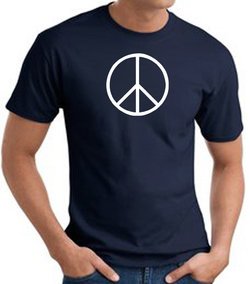 Peace Sign Shirt Basic Peace White Print Tee Navy