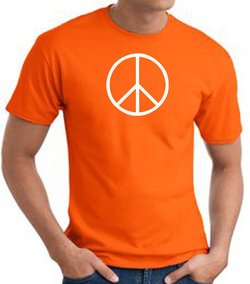 Peace Sign Shirt Basic Peace White Print Tee Orange