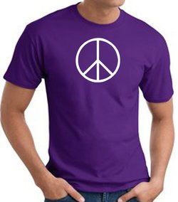 Peace Sign Shirt Basic Peace White Print Tee Purple