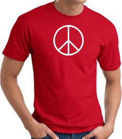 Peace Sign Shirt Basic Peace White Print Tee Red